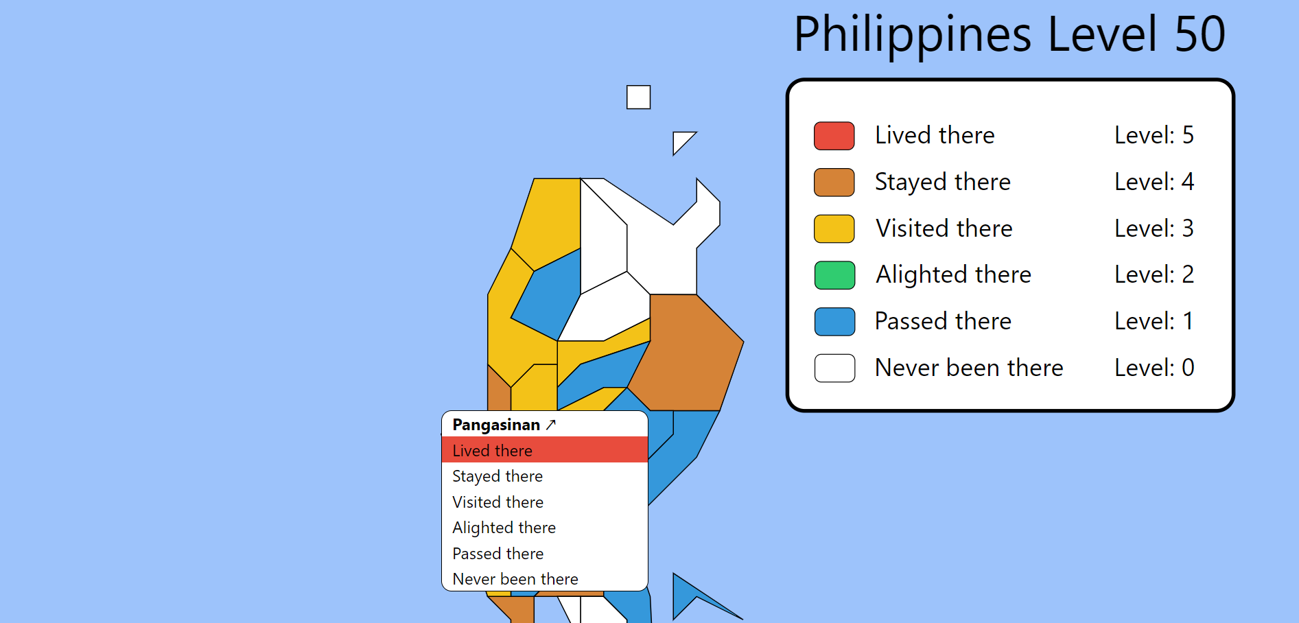 my philippines travel level map app